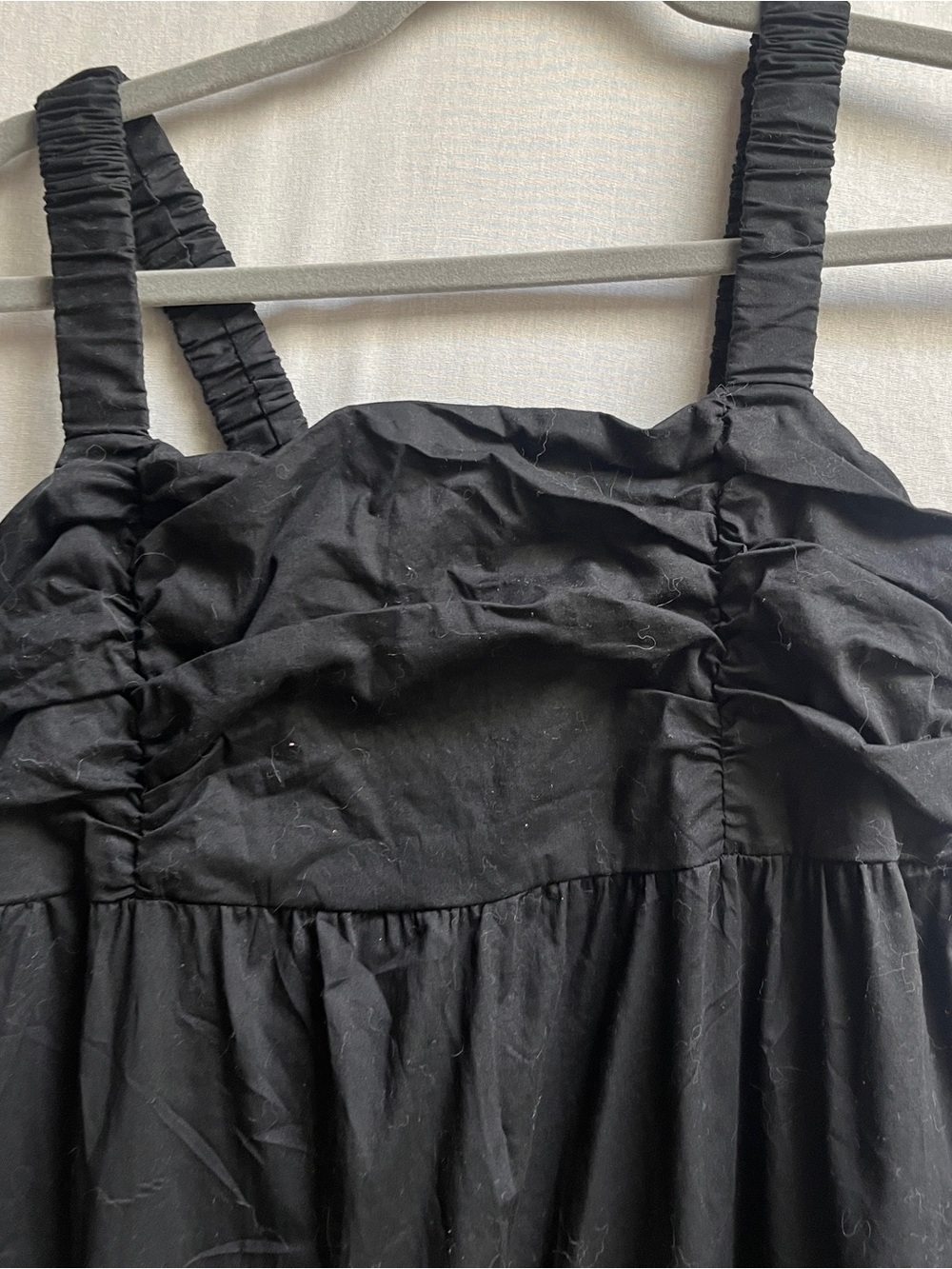 Magari Black Tiered Maxi Dress Sleeveless Cotton Blend Smocked Bodice Size L - Picture 4 of 10